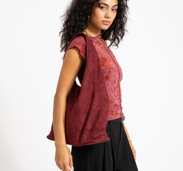 TILTIL Slouchy Faux Suede Bag Bordeaux - Things I Like Things I Love