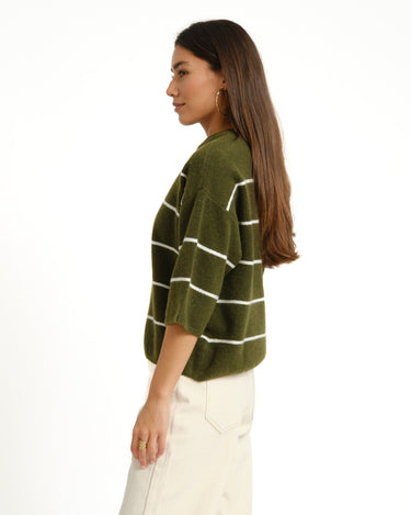 TILTIL Striped Lena Shortsleeve Pullover Groen - Things I Like Things I Love