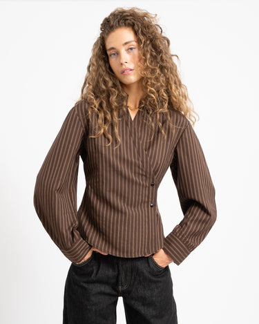 TILTIL Striped Liana Blouse Bruin - Things I Like Things I Love