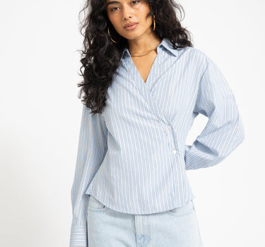 TILTIL Striped Liana Blouse Light Blue - Things I Like Things I Love