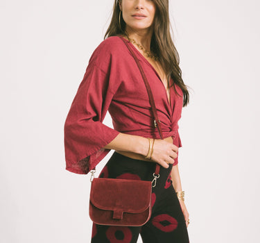 TILTIL Sunny Linen Top Burgundy One Size - Things I Like Things I Love