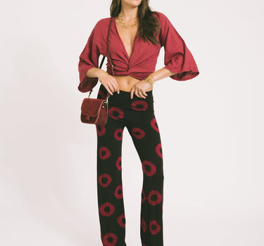 TILTIL Sunny Linen Top Burgundy One Size - Things I Like Things I Love