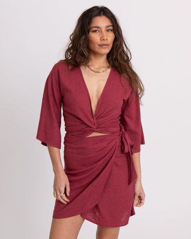 TILTIL Sunny Linen Top Burgundy - Things I Like Things I Love
