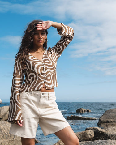 TILTIL Swirl Gaia Blouse Khaki - Things I Like Things I Love