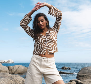 TILTIL Swirl Gaia Blouse Khaki - Things I Like Things I Love