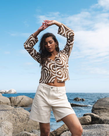 TILTIL Swirl Gaia Blouse Khaki - Things I Like Things I Love