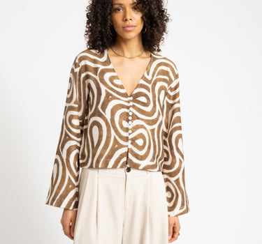 TILTIL Swirl Gaia Blouse Khaki - Things I Like Things I Love