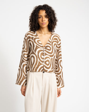 TILTIL Swirl Gaia Blouse Khaki - Things I Like Things I Love
