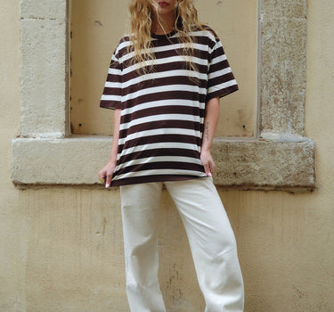 TILTIL Thick Striped Luc Tee Brown - Things I Like Things I Love