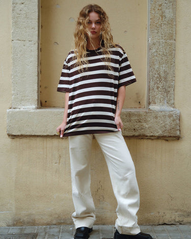 TILTIL Thick Striped Luc Tee Brown - Things I Like Things I Love