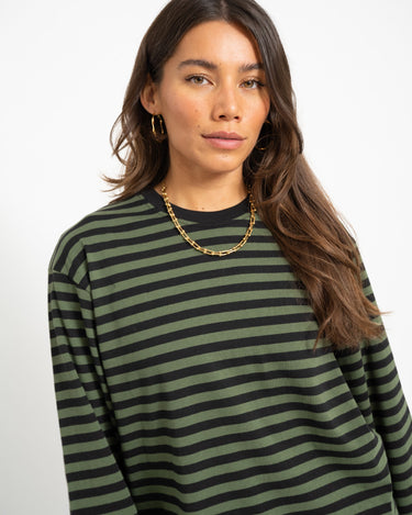 TILTIL Thin Striped Doka Longsleeve Olijf Zwart - Things I Like Things I Love