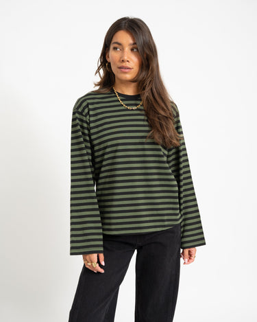 TILTIL Thin Striped Doka Longsleeve Olijf Zwart - Things I Like Things I Love