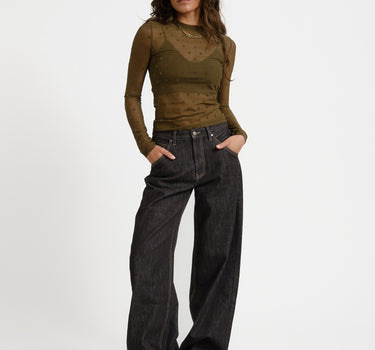 TILTIL Tif Dotted Mesh Longsleeve Dark Green - Things I Like Things I Love