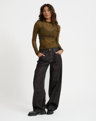 TILTIL Tif Dotted Mesh Longsleeve Dark Green - Things I Like Things I Love