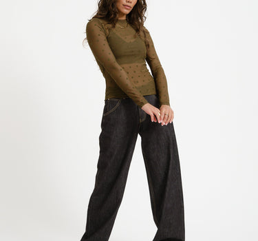 TILTIL Tif Dotted Mesh Longsleeve Dark Green - Things I Like Things I Love