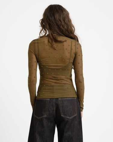 TILTIL Tif Dotted Mesh Longsleeve Dark Green - Things I Like Things I Love