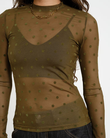 TILTIL Tif Dotted Mesh Longsleeve Dark Green - Things I Like Things I Love