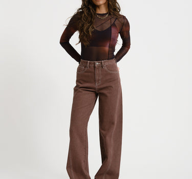 TILTIL Ziva Seamed mesh Longsleeve Dark Red - Things I Like Things I Love