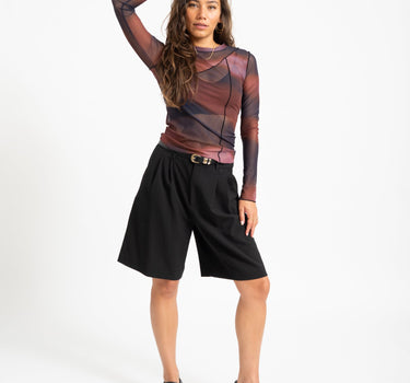 TILTIL Ziva Seamed mesh Longsleeve Dark Red - Things I Like Things I Love