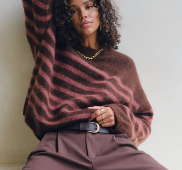 TILTIL Mulla Striped Mohair Pullover Bruin
