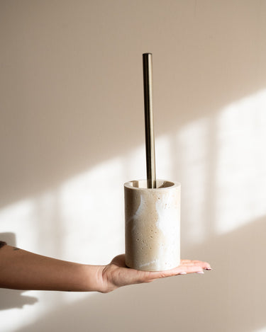 Toilet Brush Holder Pearl Travertine Look - Things I Like Things I Love