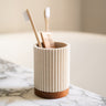 Toothbrush Holder Beige/Acacia Wood - Things I Like Things I Love