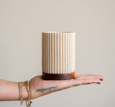 Toothbrush Holder Beige/Acacia Wood - Things I Like Things I Love