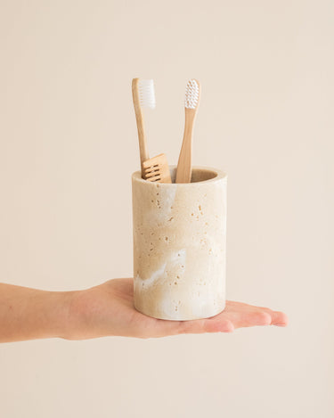 Toothbrush Holder Pearl Travertine Look - Things I Like Things I Love
