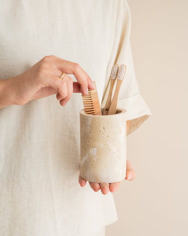 Toothbrush Holder Pearl Travertine Look - Things I Like Things I Love