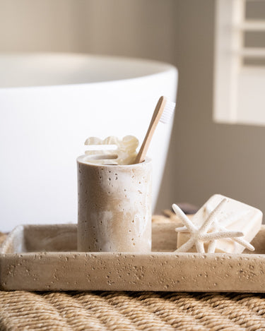 Toothbrush Holder Pearl Travertine Look - Things I Like Things I Love
