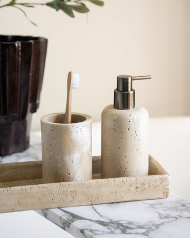 Toothbrush Holder Pearl Travertine Look - Things I Like Things I Love