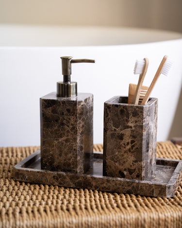 Toothbrush Holder Royal Marble Brown - Things I Like Things I Love