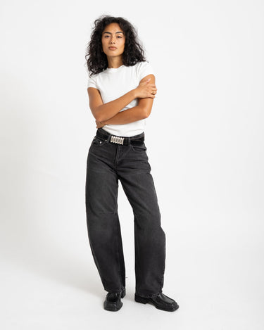 Topshop Barrel Denim Jeans Black Denim Washed - Things I Like Things I Love