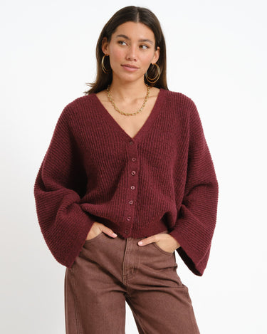 Topshop Rene Cardigan Knit Burgundy - Things I Like Things I Love