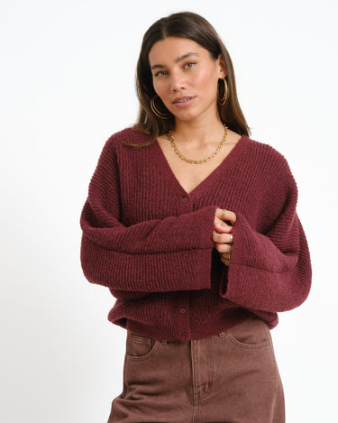 Topshop Rene Cardigan Knit Burgundy - Things I Like Things I Love