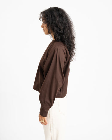 Topshop Rosa Reglan Cinch Cuff Tie Chocolate Bruin - Things I Like Things I Love