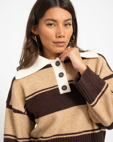 Topshop Scami Knitted Rugby Polo Knit Chocolate Bruin - Things I Like Things I Love