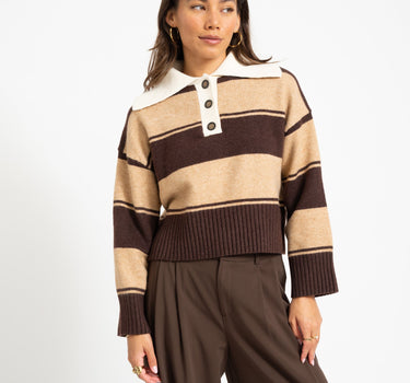 Topshop Scami Knitted Rugby Polo Knit Chocolate Bruin - Things I Like Things I Love