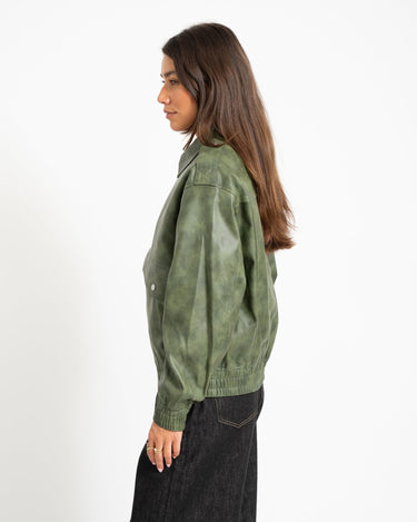 Topshop Sonja Coated Cropped Bomber Groen Jacket - Things I Like Things I Love