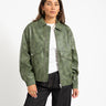 Topshop Sonja Coated Cropped Bomber Groen Jacket - Things I Like Things I Love