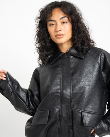 Topshop Toppa Coated Bomber Jacket Zwart - Things I Like Things I Love