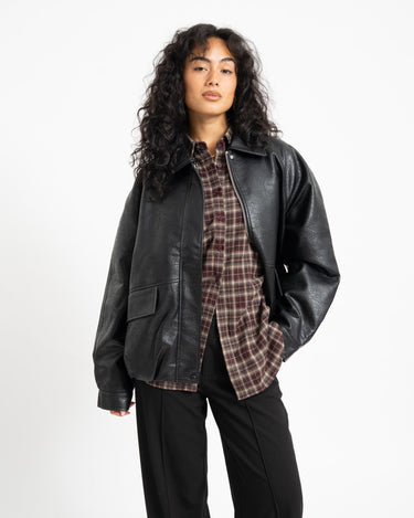 Topshop Toppa Coated Bomber Jacket Zwart - Things I Like Things I Love