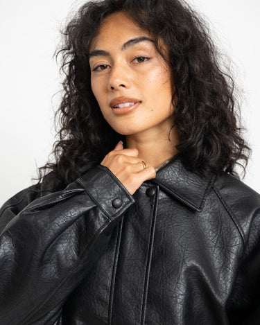 Topshop Toppa Coated Bomber Jacket Zwart - Things I Like Things I Love