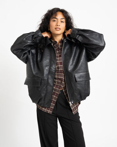Topshop Toppa Coated Bomber Jacket Zwart - Things I Like Things I Love
