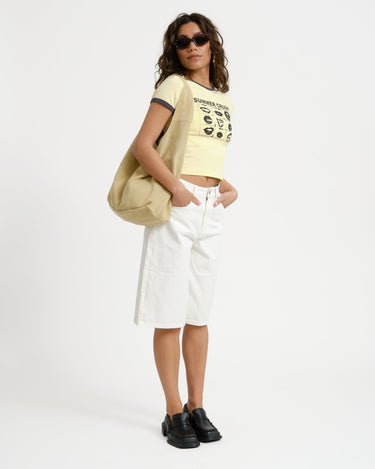 Twin Contrast Baby Tee French Vanilla - Things I Like Things I Love
