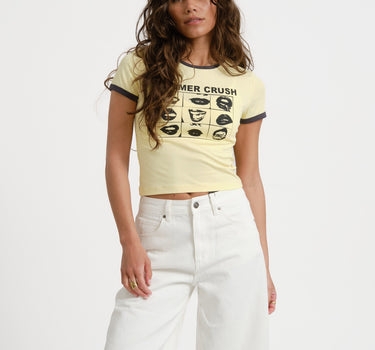Twin Contrast Baby Tee French Vanilla - Things I Like Things I Love