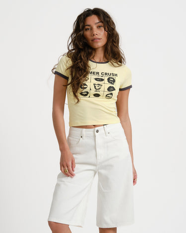 Twin Contrast Baby Tee French Vanilla - Things I Like Things I Love