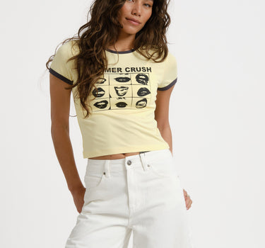 Twin Contrast Baby Tee French Vanilla - Things I Like Things I Love