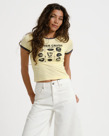 Twin Contrast Baby Tee French Vanilla - Things I Like Things I Love