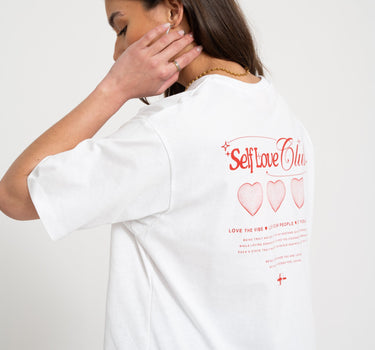 Valentine Loose Tee Bright White Self Love Club - Things I Like Things I Love